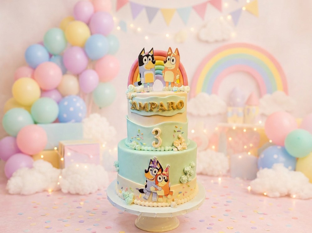 Torta Bluey Arcoíris